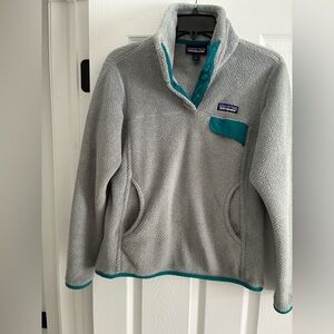 Patagonia Teal and Gray Fleece Jacket